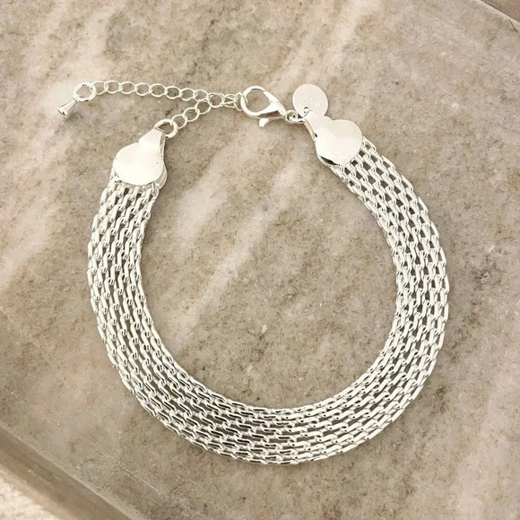 Jewelry - 925 Sterling Silver Mesh Bracelet Wide Chunky Thick Bracelet Large Bracelet